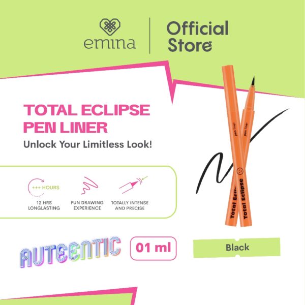 𝐑𝐀𝐃𝐘𝐒𝐀 - Emina Total Eclipse Pen Liner 1 mL - Eyeliner Hitam - Image 2